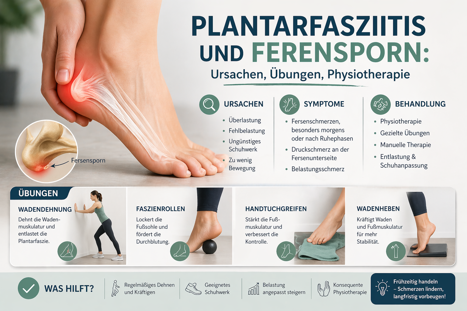 Plantarfasziitis und Fersensporn – Ursachen, Übungen, Physiotherapie
