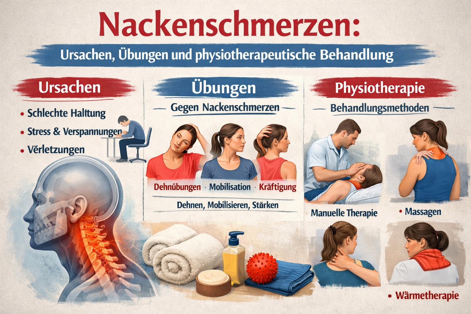 Nackenschmerzen – Ursachen, Übungen und physiotherapeutische Behandlung